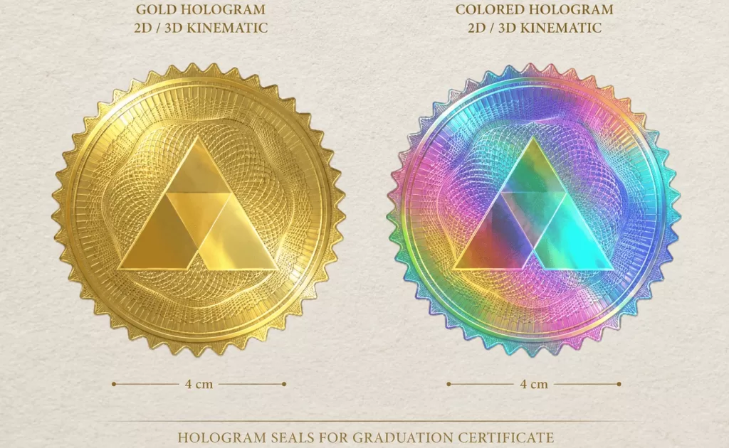 2D-3D hologram kinematic gold colored Graduation Materials and Certificates
